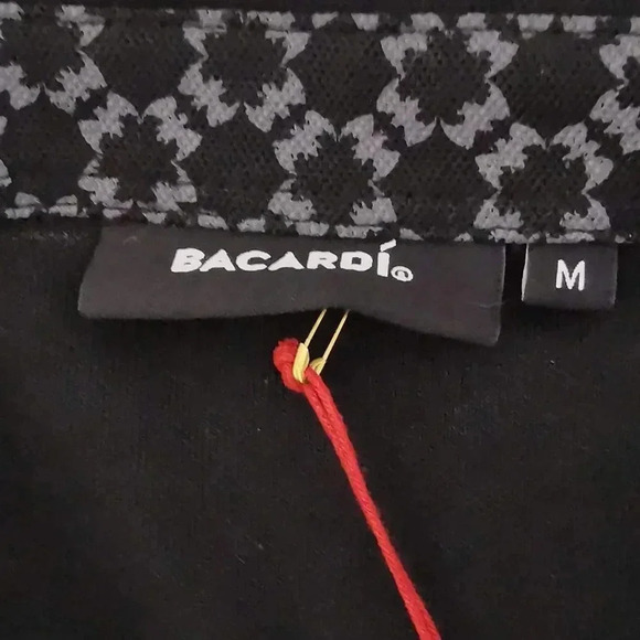 Bacardi Rum Mens Polo Shirt Black Size M Rum Bartender Cotton New Tags - Picture 6 of 7